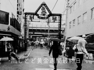 雨しとど黄金週間最終日
