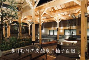 湯けむりの炭酸泉に柚子百個