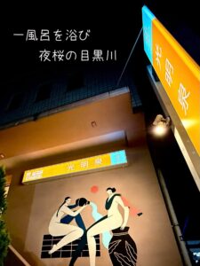 一風呂を浴び夜桜の目黒川