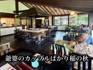 爺婆のカップルばかり稲の秋